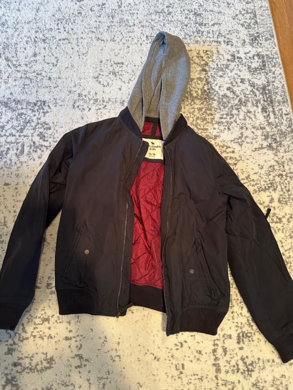 Abercrombie Kids Hooded Bomber Jacket ❤️ Quilted Lining (13/14) - Picture 2 of 3